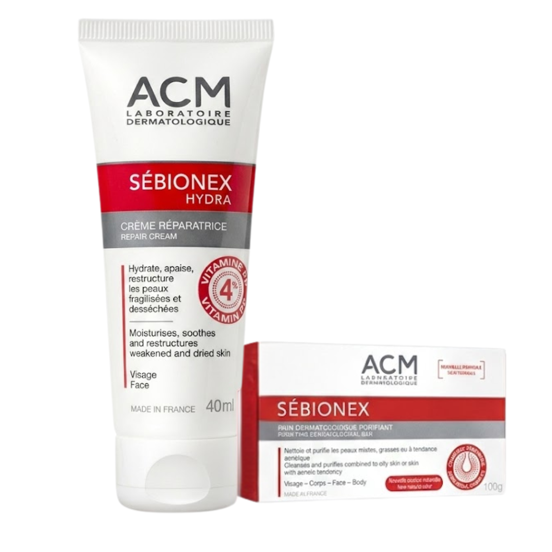 Sebionex-Duo-Pack-Hydra-Cr-ReparatricePain-Dermato-Purifiant ACM Sebionex Hydra Creme Reparatrice+Pain Dermato Purifiant Duo Pack – Image 1