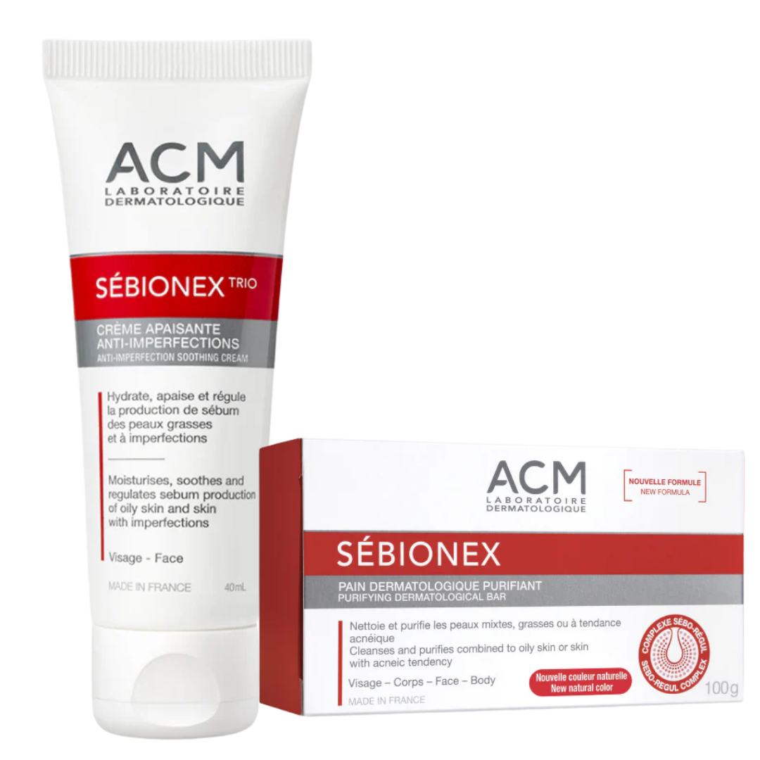 Sebionex-Duo-Pack-Trio-Cr-Apaisante-Anti-ImperfectionPain-Dermato ACM Sebionex Trio Creme Apaisante Anti-Imperfection+Pain Dermato Duo Pack – Image 1