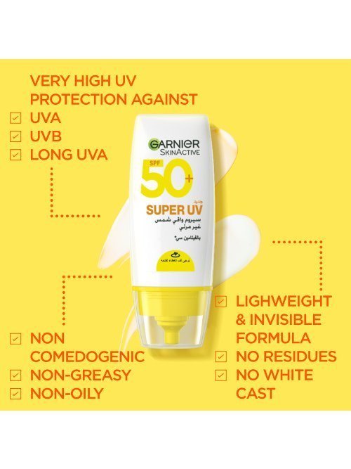 Super-UV-Invisible-Serum-Sunscreen-Benefits-EN-1 Garnier Super UV Serum Invisible Sunscreen 30ml – Image 1