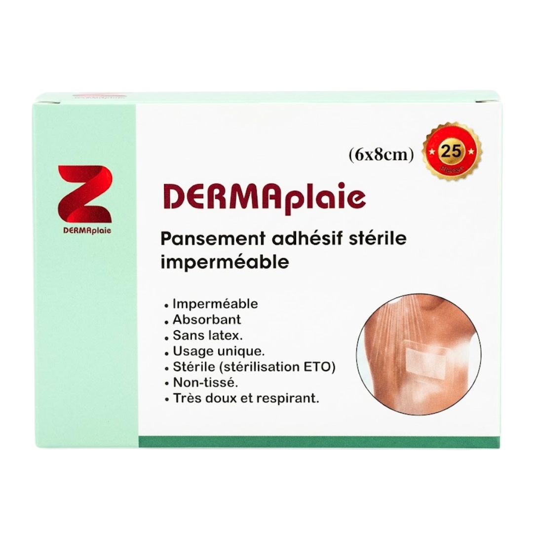 DERMAPLAIE-PANSEMENT-ADHESIF-STERIL-6x8cm DERMAPLAIE PANSEMENT ADHESIF STERIL 6x8cm – Image 1