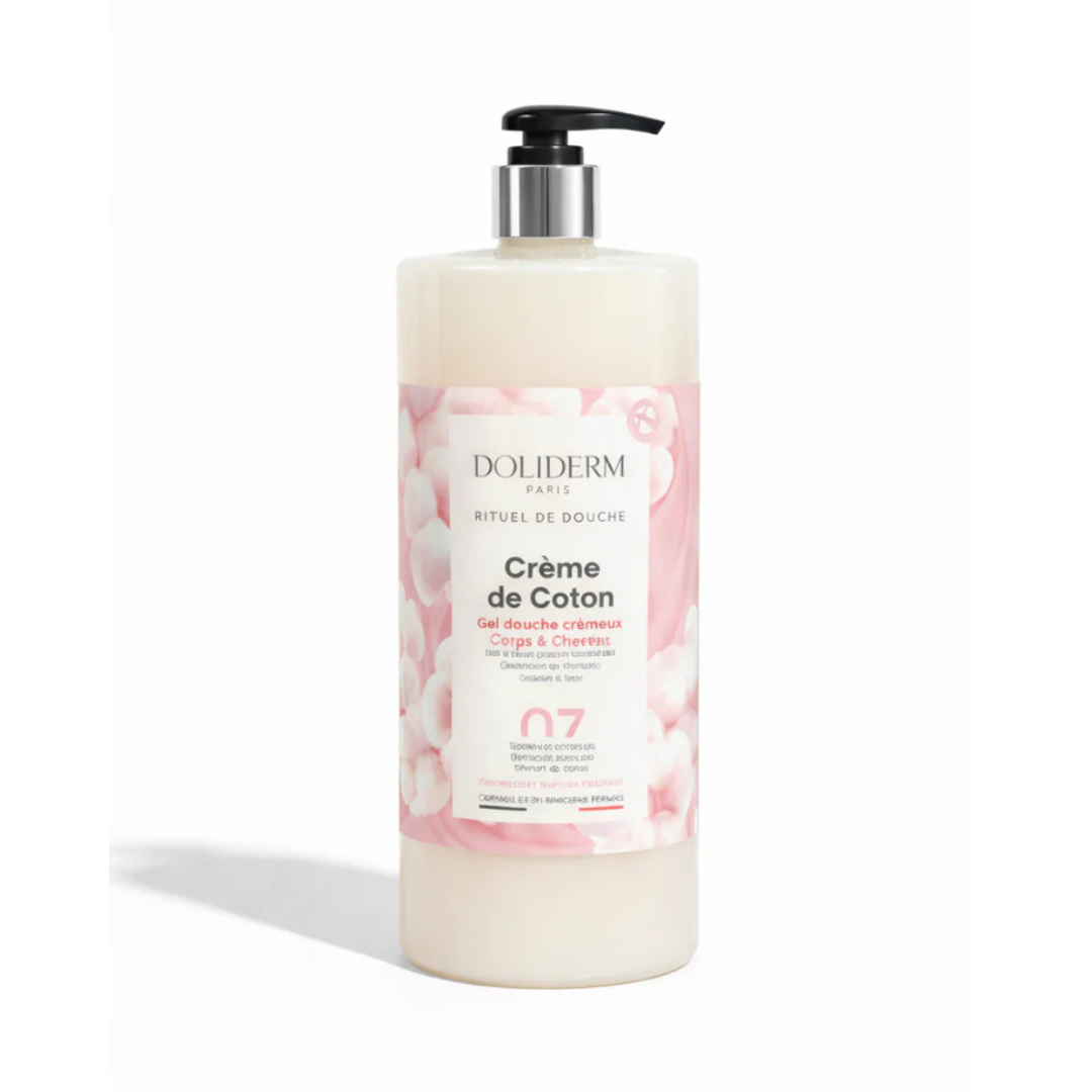 Doliderm-Gel-Douche-07-Creme-de-Coton-1L Doliderm Gel Douche 07 Creme de Coton 1L – Image 1