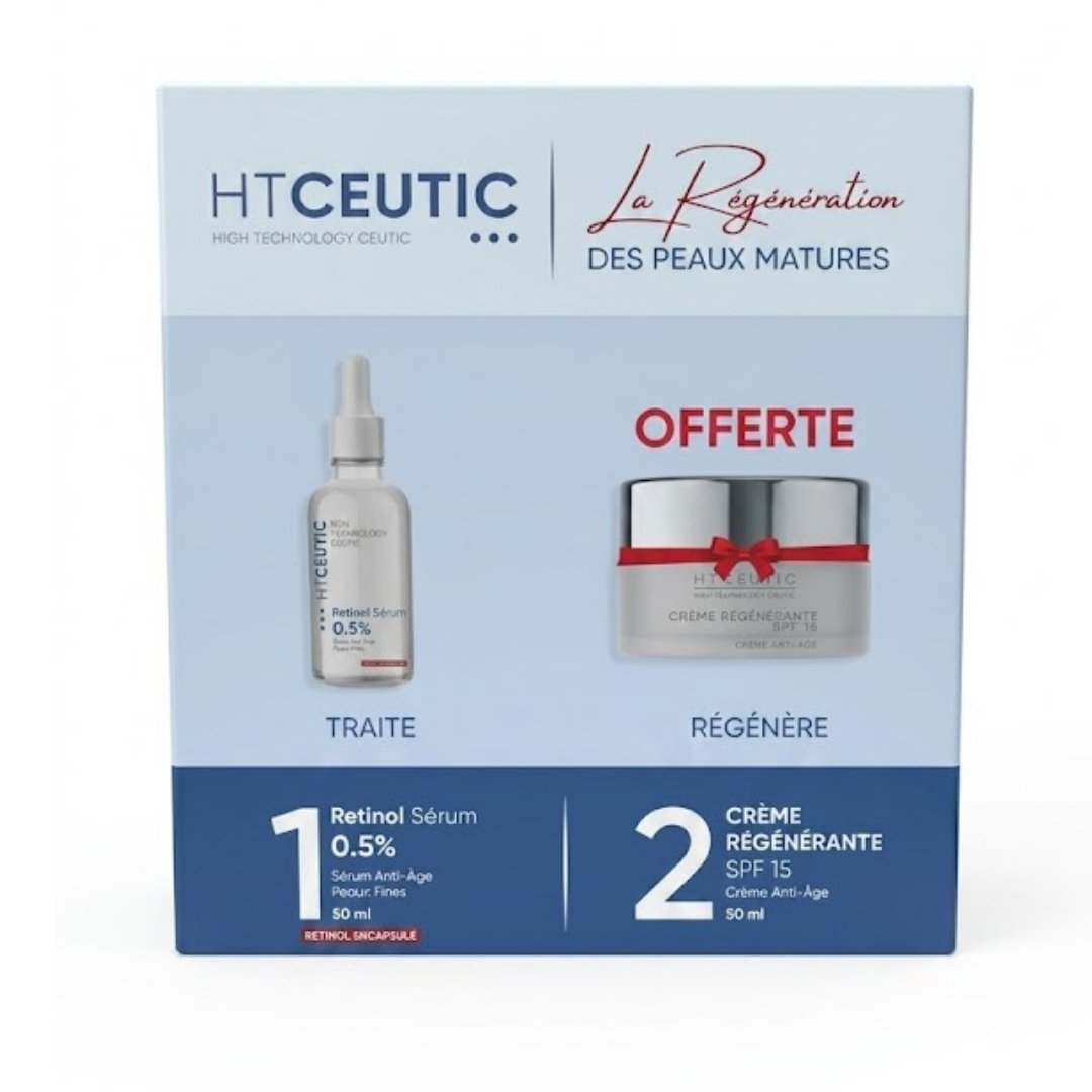 HT-Ceutic-Pack-Anti-Age-Retinol-Serum-0.5-50MLCreme-SPF15-50ML HT Ceutic Retinol Serum 0.5% 50ML + Creme Regenerante SPF15 50ML Offerte – Image 1