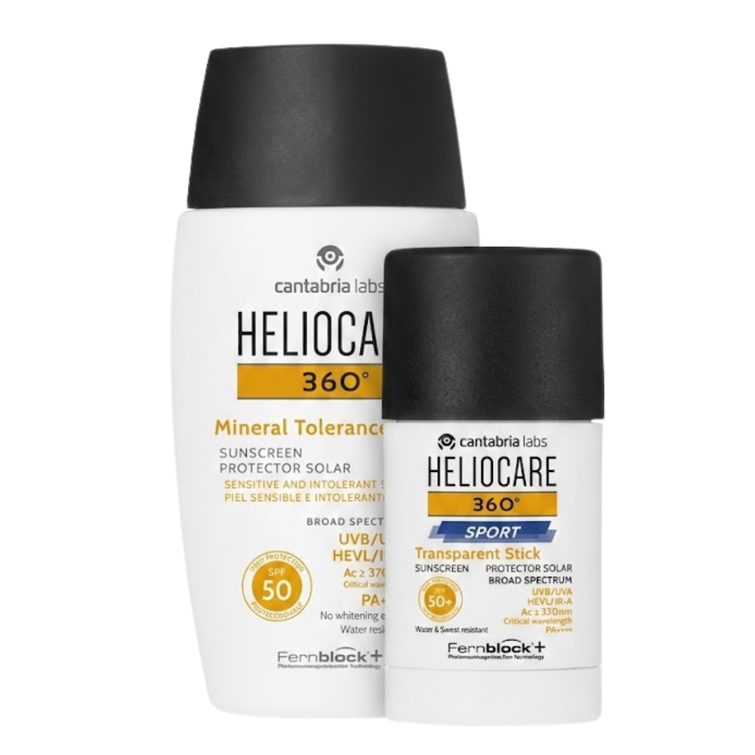 Heliocare-360°-mineral-tolerance-fluide-spf50Stick-Transparent Heliocare 360° mineral tolerance fluide spf50+Stick Transparent Duo Pack – Image 1