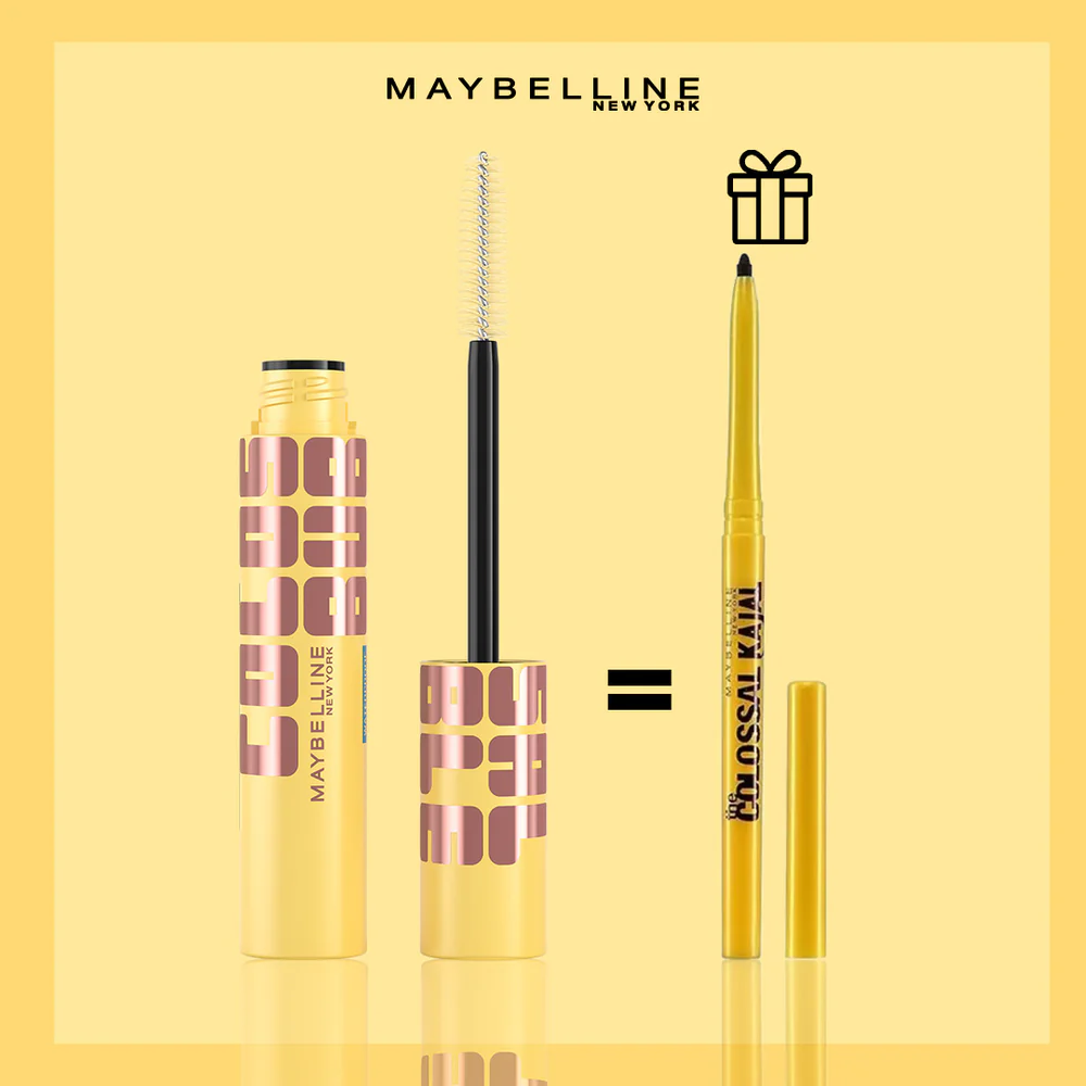 Maybelline-Clossal-Bubble-Crayon-Kajal-Pack Maybelline Mascara Colossal Bubble Black = Crayon The Colossal Kajal Black OFFERT – Image 1