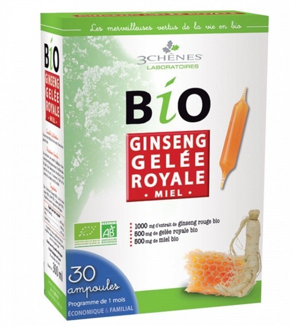 3-chenes-bio-ginseng-gelee-royale-30-ampoules 3Chenes Ginseng Gelee Royale Miel 30Ampoules*10ml – Image 1