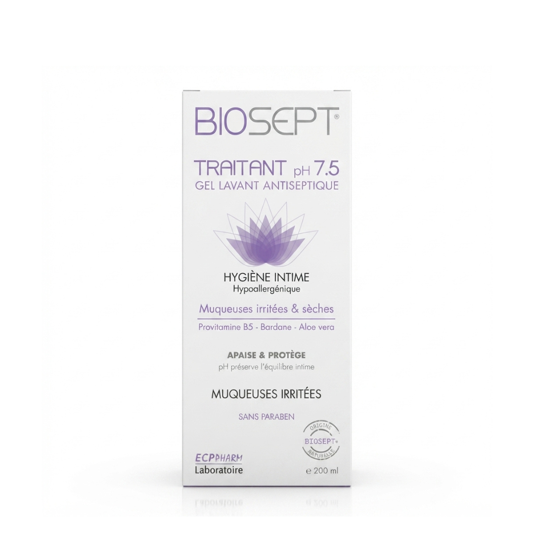 BIOSEPT-7.5- BIOSEPT 7.5 GEL NETTOYANT TRAITANT EXTRA-DOUX À L'ALOE VERA 200 ML – Image 1