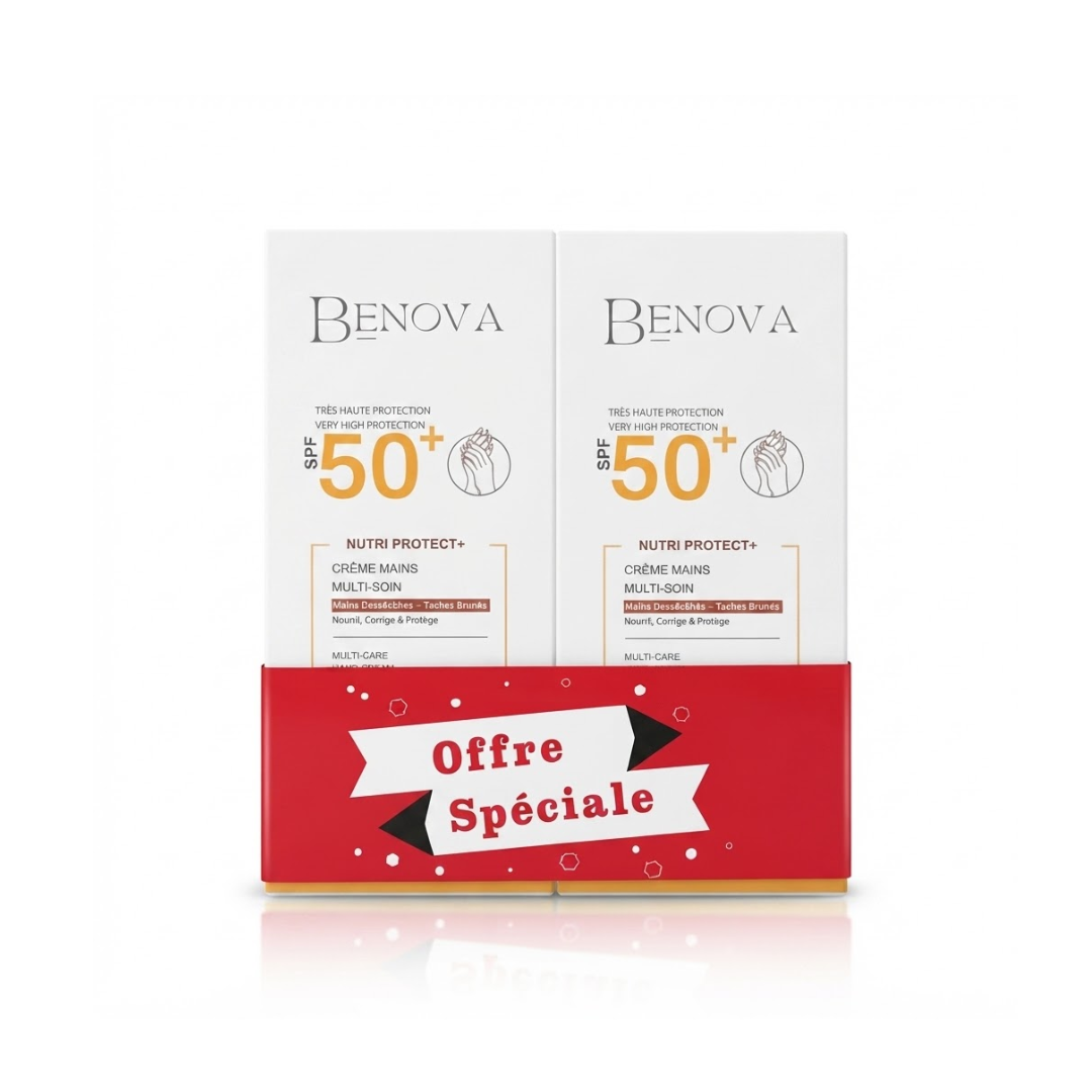 Benova-Nutri-Protect-Creme-Mains-spf50-50g-2-Pack Benova Nutri Protect+ Creme Mains spf50+ 50g x 2 Pack – Image 1