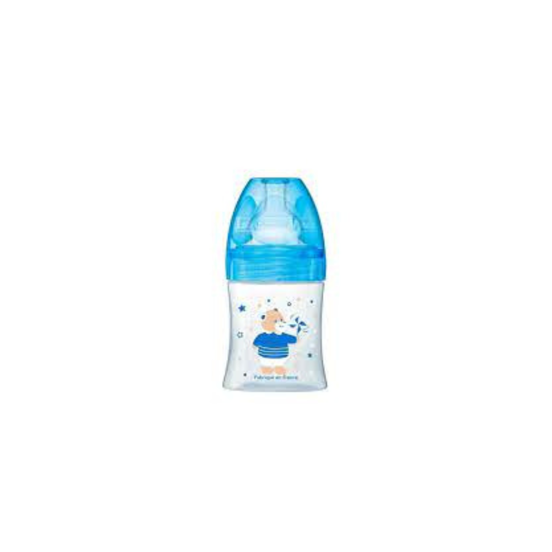 Dodie-bib-Sens-Tet-plate-bleu-ourson-0-6m-150ml Dodie Biberon Sensation+ Tet Plate Bleu Ourson 0-6m 150ml – Image 1