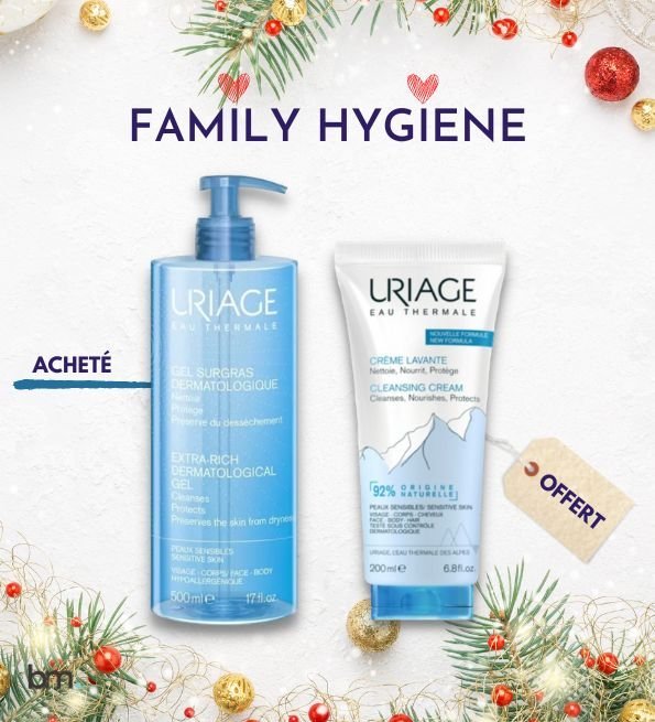 FAMILY-HYGIENE-1 Uriage - Gel Surgras Liquide Dermatologique - 500 ml = Crème Lavante 200ml OFFERTE – Image 1