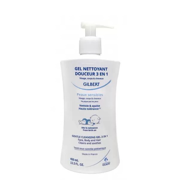 Gilbert-Gel-nettoyant-douceur-3en1-bb-400ml Gilbert Gel Nettoyant Douceur 3en1 Bebe 400ml – Image 1