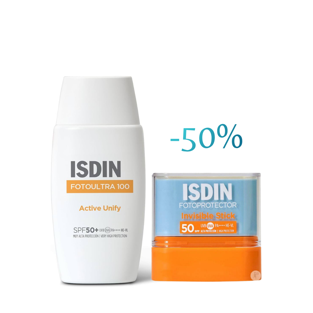 ISDIN-FotoUltra-Active-Unify-50mlFotoprotector-Stick-50-Pack ISDIN FotoUltra Active Unify 50ml+Fotoprotector Stick-50% Pack – Image 1