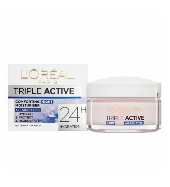 Loreal-Triple-Active-creme-hydratante-comfort-nuit-50ml L'Oreal Paris Triple Active Créme Hydratante Comfort Nuit 50ml – Image 1