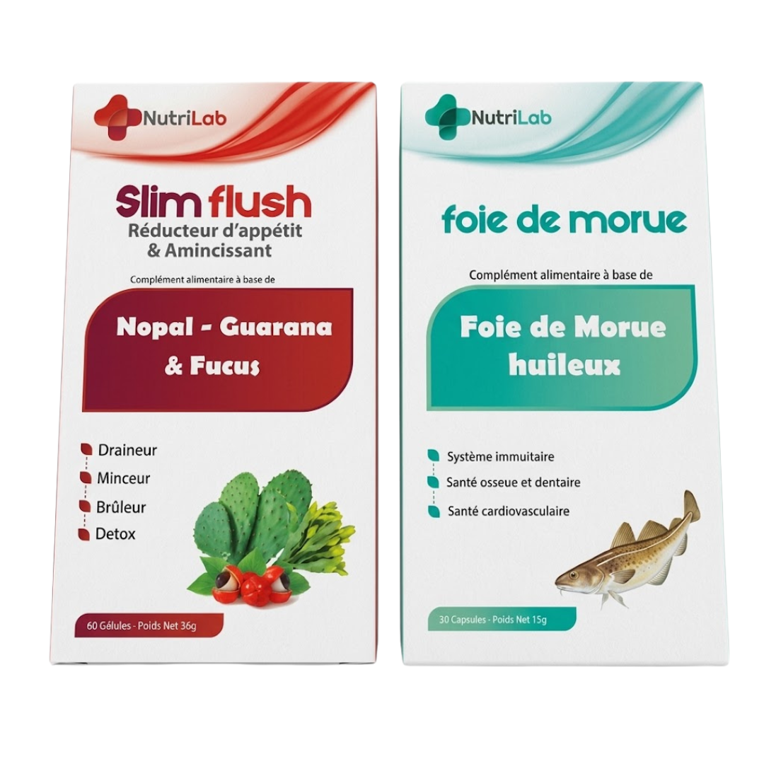 Nutrilab-Slim-Flush-60gelulesFoie-De-Morue-30gelules-Pack Nutrilab Slim Flush 60 Gelules+Foie De Morue 30 Gelules Pack – Image 1