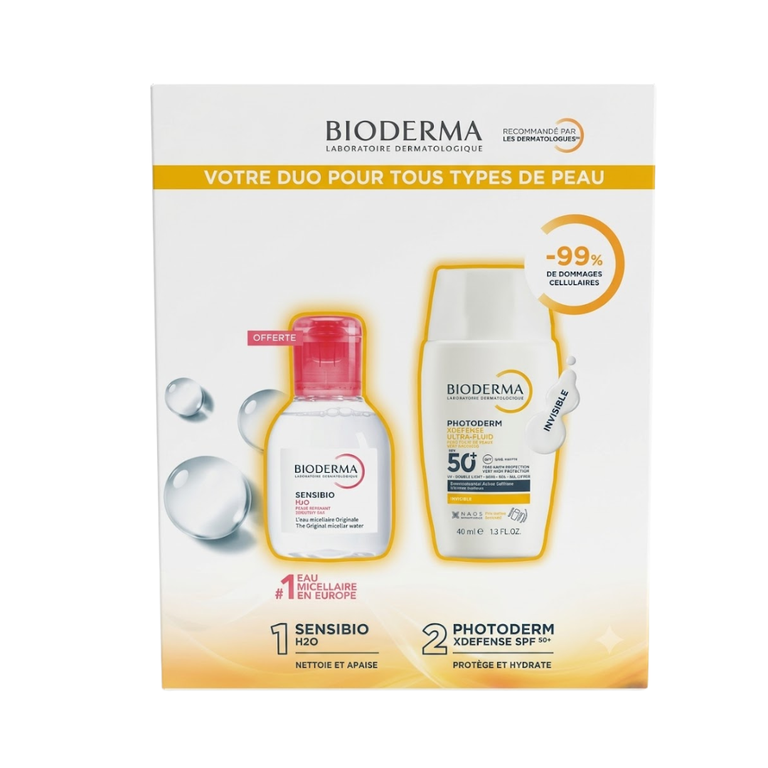 Photoderm-Xdefense-Ultra-Fluide-InvisibleSensibio-H2O-100ml-pack Bioderma Photoderm Xdefense Ultra Fluide Invisible+Sensibio H2O 100ml pack – Image 1
