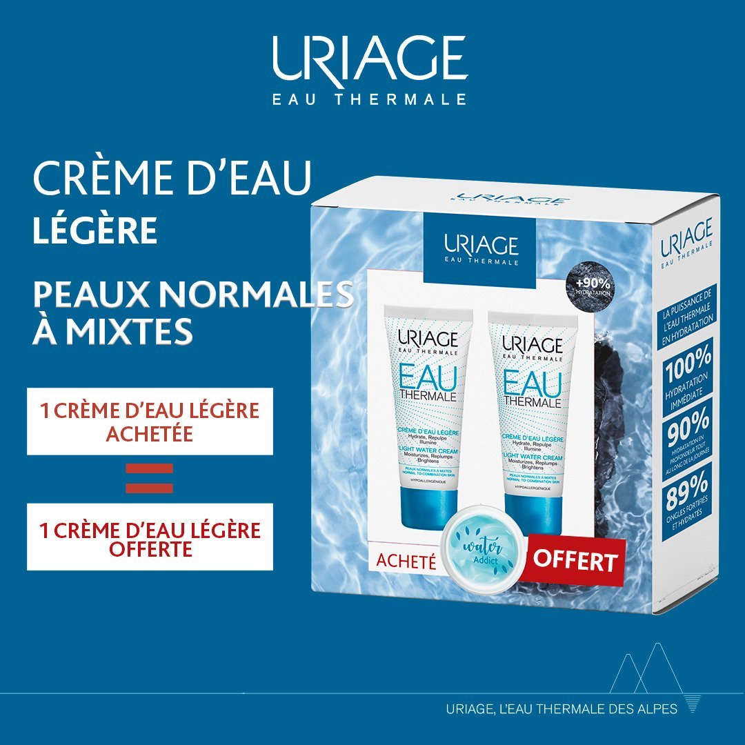 coffret-creme-deau-post Uriage - Eau Thermale - Crème d’Eau Riche - 40 ml = 1 Offerte – Image 1