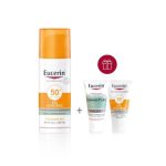 Eucerin Pack Oil Control Gel-Crème Toucher Sec SPF 50++ Gel Nettoyant DermoPure Échantillon & Mini Sun Oil Control Offerts