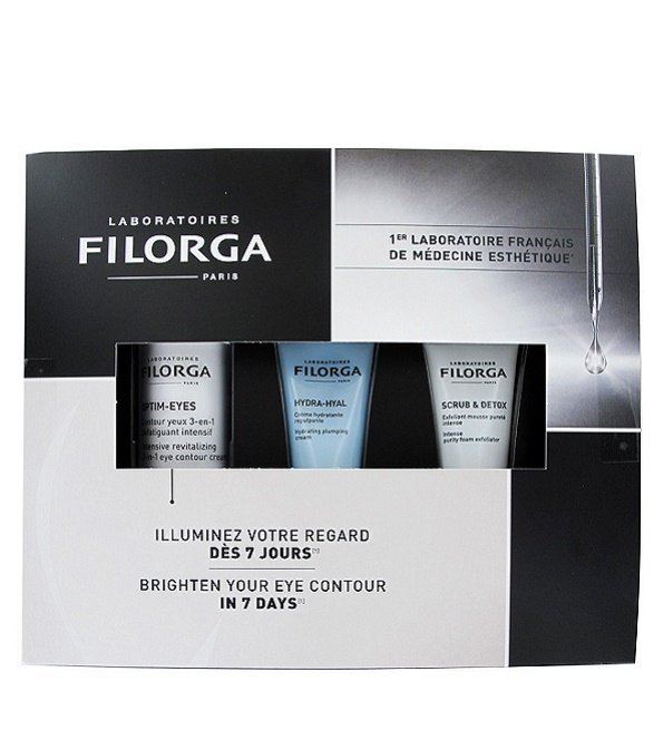 filorga-coffret-optim-eyes-hydra-hyal-scrub Filorga Pack Optim eyes+ Hydra Hyal 15ml+scrub & Détox 15ml – Image 1