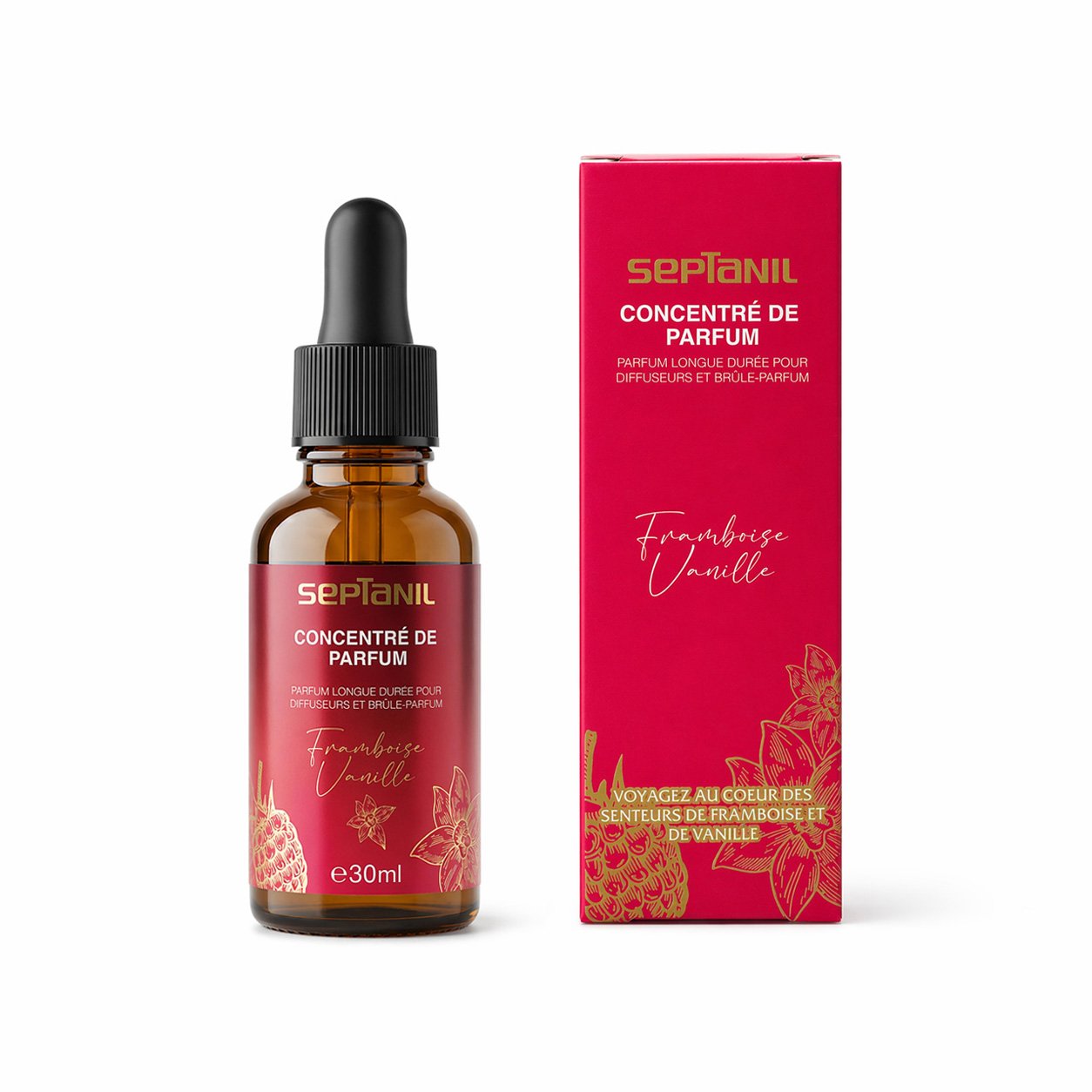 framboise-vanilleconcentre Septanil Base Fragrance Compte Goutte Vanille Framboise 30ml – Image 1