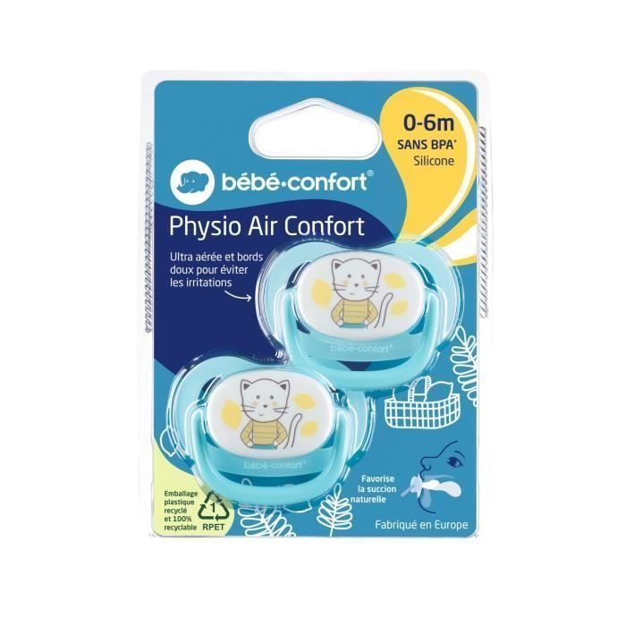Bebe Confort Sucette Physio air 0-6m The Gardener Bleu & Jaune – Image 1