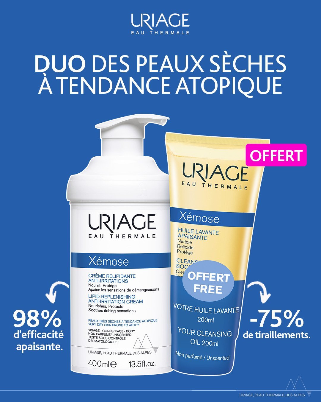 post-1 Uriage Xemose Creme Relipidante Anti-Irritations 400ml = Xemose Huile Lavante 200ml – Image 1