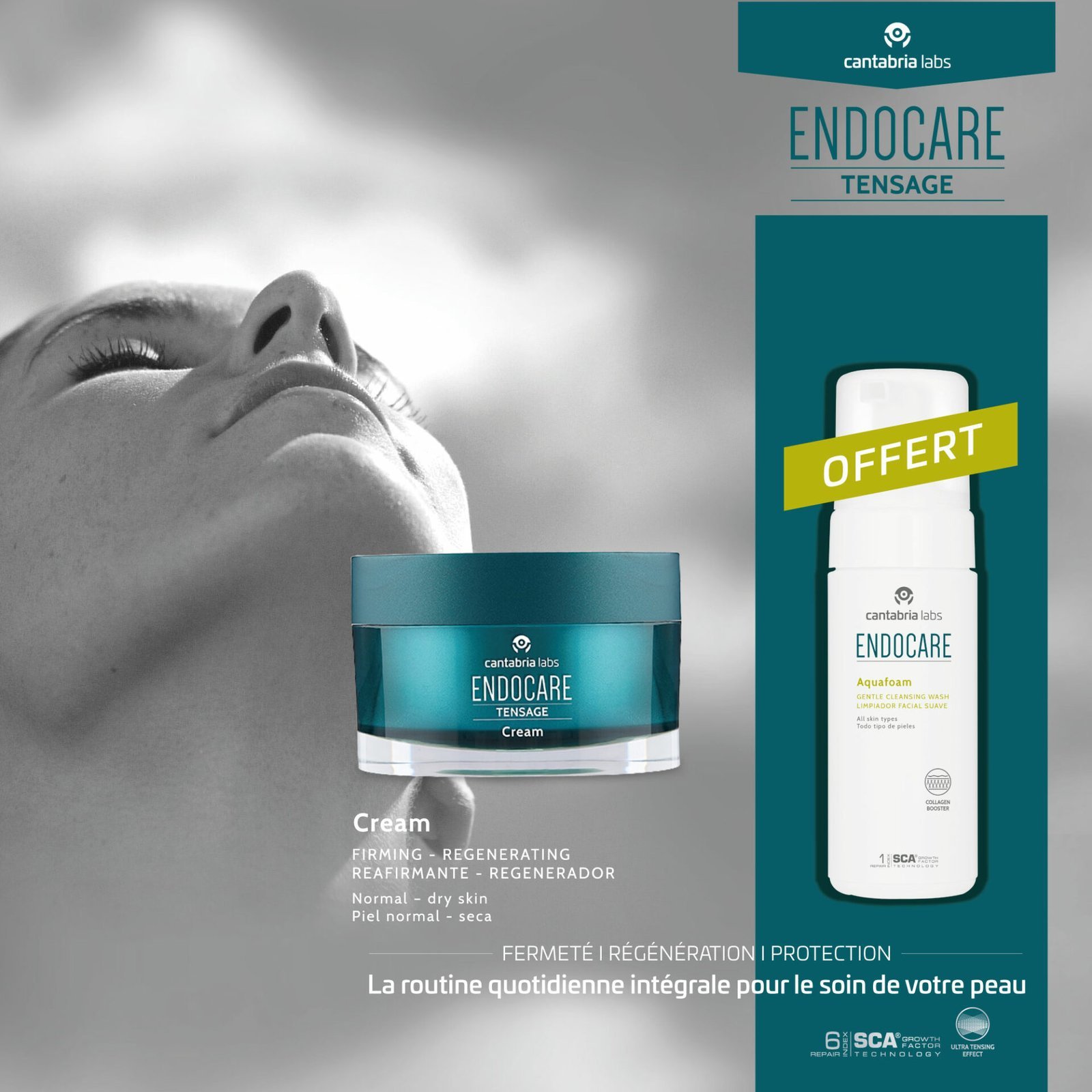 poste- ENDOCARE Tensage Crème 50ml = Aquafoam Nettoyant 125ml Offert – Image 1