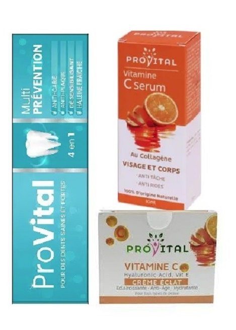pro-vital-pack-vitamine-c-creme-serum-dentifrice Pro vital Duo pack " Vita C creme eclat & Serum+Dent Multi prevent" – Image 1