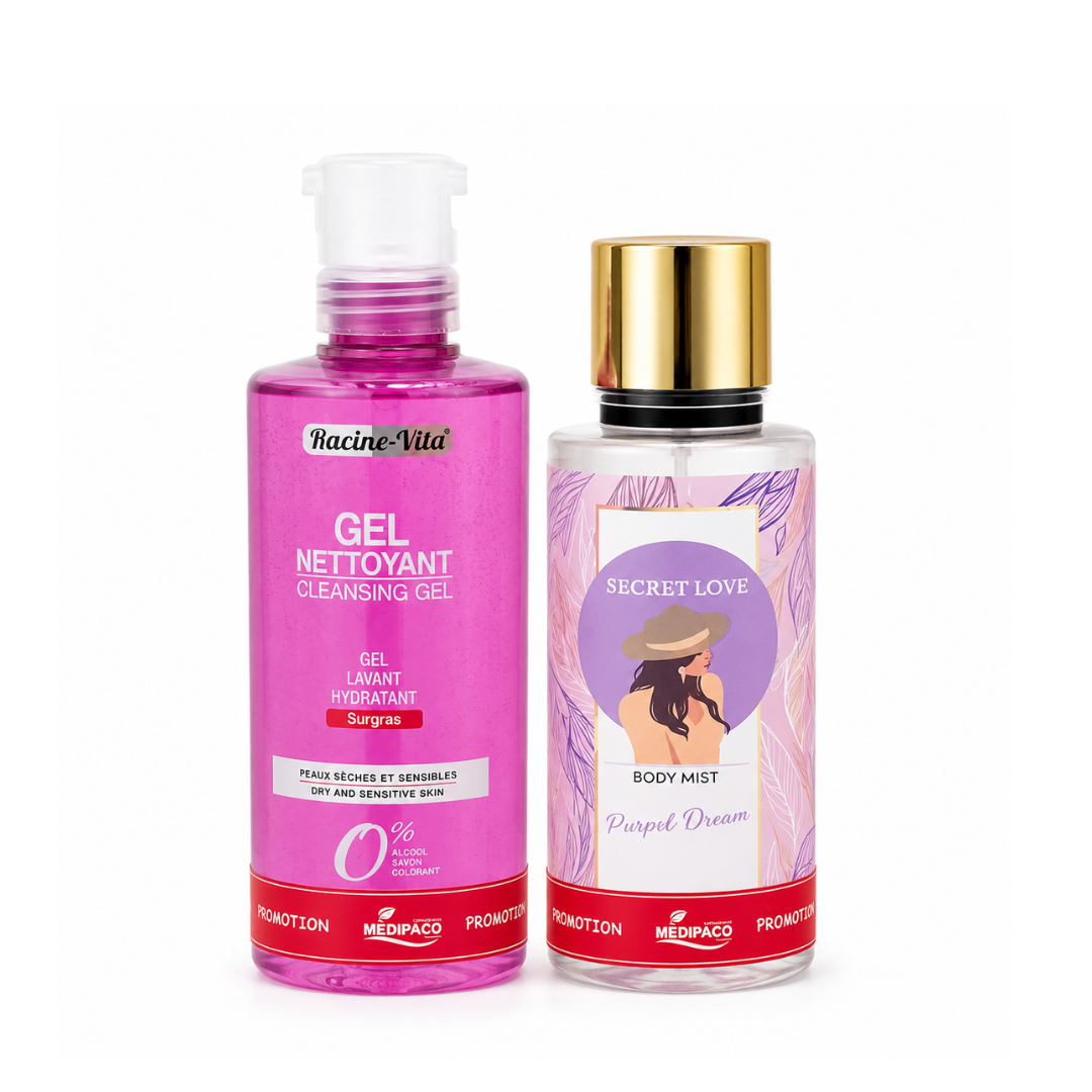 racine-vita-1 Racine Vita Gel Nettoyant Peaux Sèches 420ml+Secret Love Purple Dream Pack – Image 1