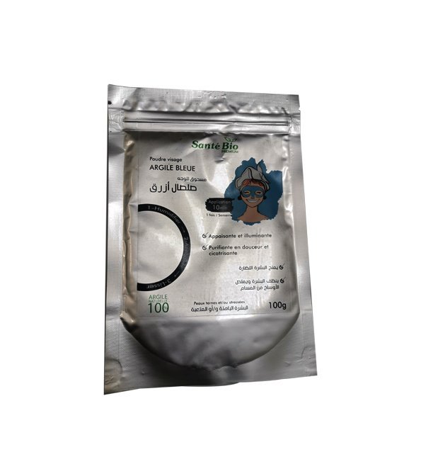 sante-bio-argile-blue SANTE BIO PREMIUM Poudre Visage Argile Bleue 100G – Image 1