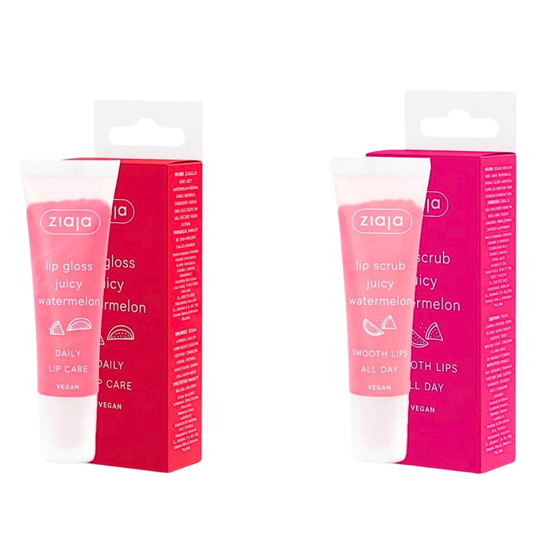 Ziaja-Gloss-a-Levres-a-La-Pasteque-12mlGommage-Levres-12ml-Pack Ziaja Gloss A Levres A La Pasteque 12ml+Gommage Levres 12ml Pack – Image 1