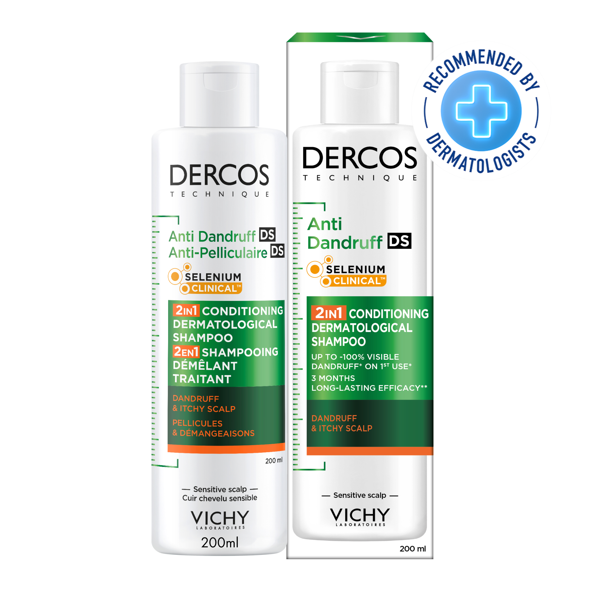 08.-PACKSHOT-EMB VICHY DERCOS SHAMPOOING 2EN1 ANTI-PELLICULAIRE DS ET DÉMÊLANT – Image 1
