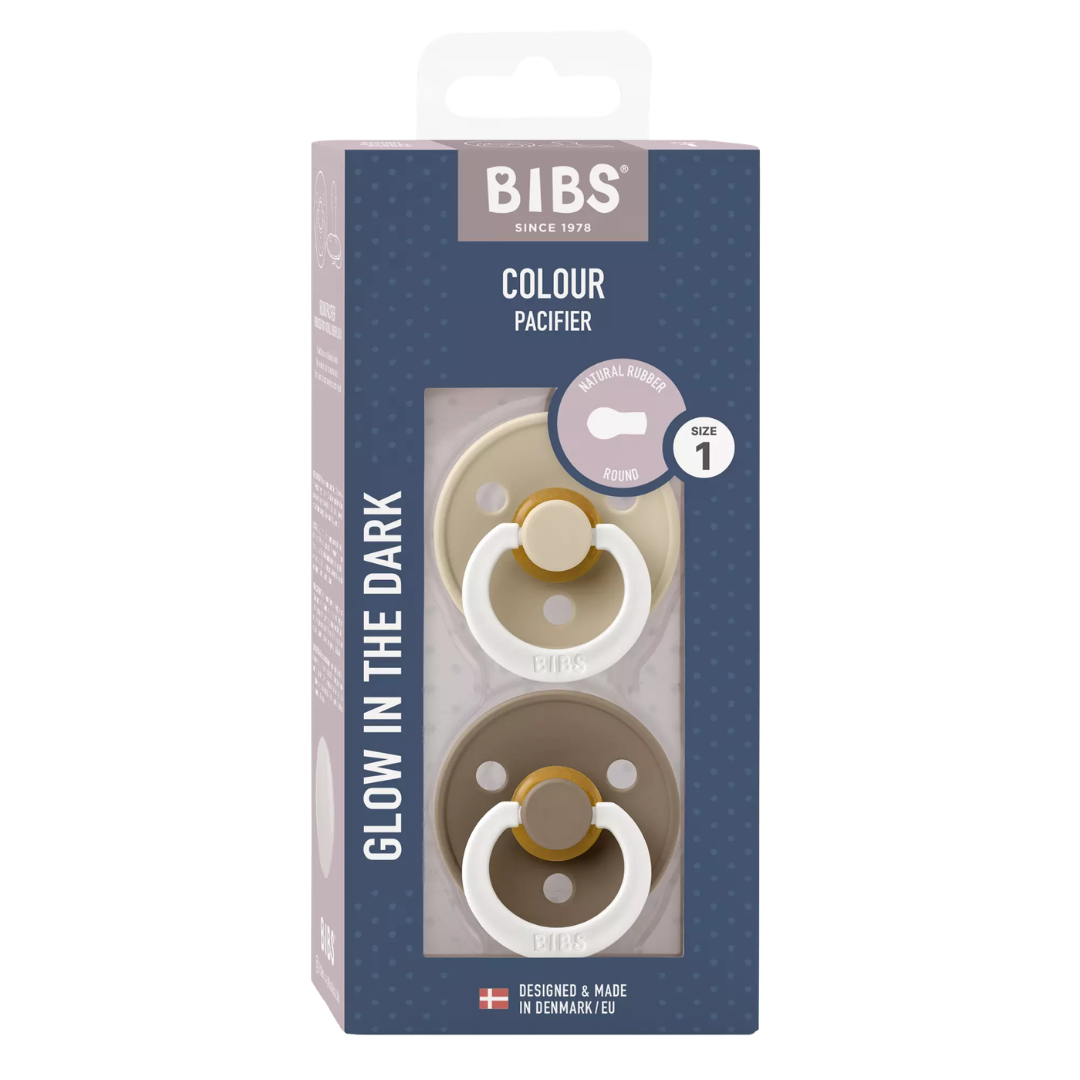 Bibs-2-Suc-Colour-Round-Glow-Dark-Oak-Vanilla-Size-1 Bibs 2 Sucettes Colour Round Glow Dark Oak / Vanilla Size 1 – Image 1