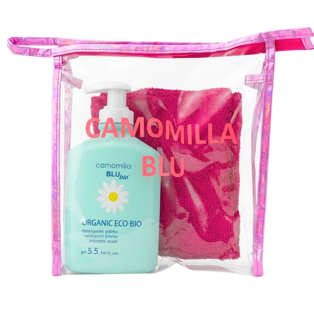 Camomilla-Blu-Organic-Eco-bio-300mlServiette-Trousse Camomilla Blu Organic Eco-bio 300ml+Serviette Trousse – Image 1