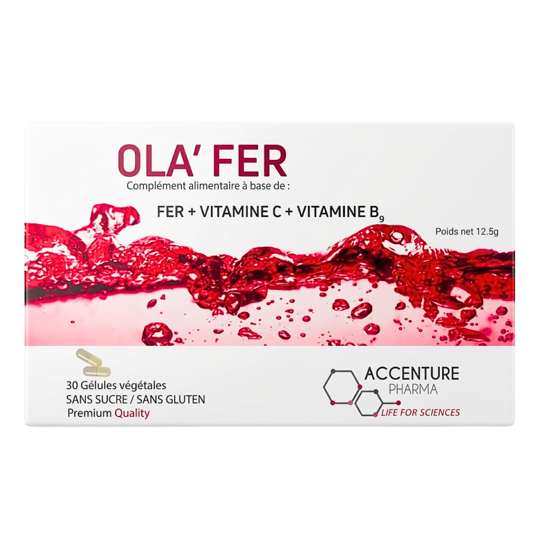 Ola-FerVit-CVit-b9-30gelules Ola' Fer+Vitamine C+Vitamine B9 30 Gelules – Image 1