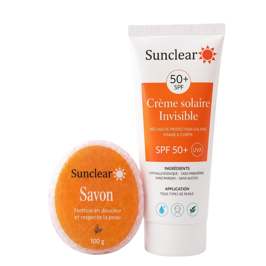Sunclear-Ecran-invisble-spf50Savon-100g-Offert Sunclear Ecran Invisble Spf50+Savon 100g Offert – Image 1
