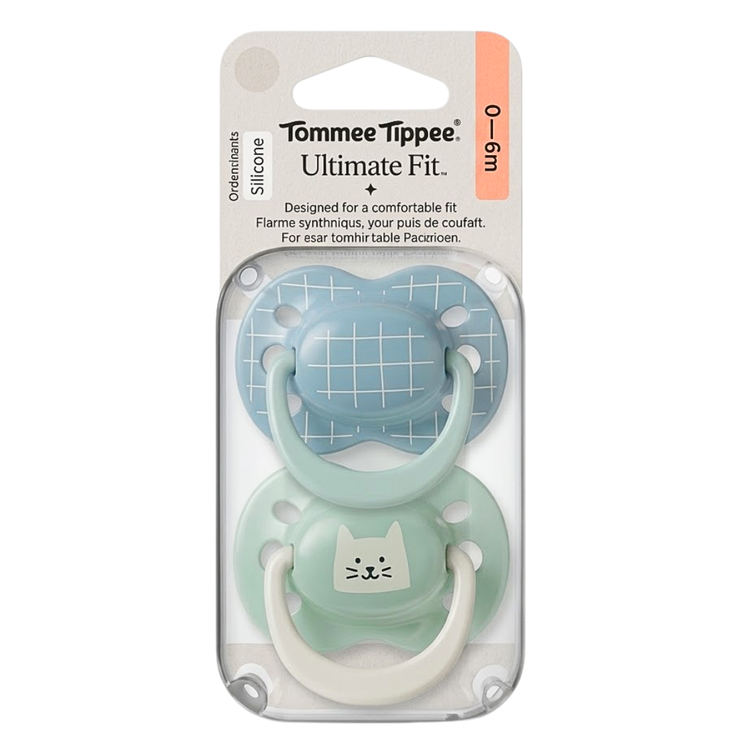 Tommee-Tippee-2-Suc-Ultimate-Fit-Boy-0-6m Tommee Tippee 2 Sucettes Ultimate Fit Boy 0-6mois – Image 1