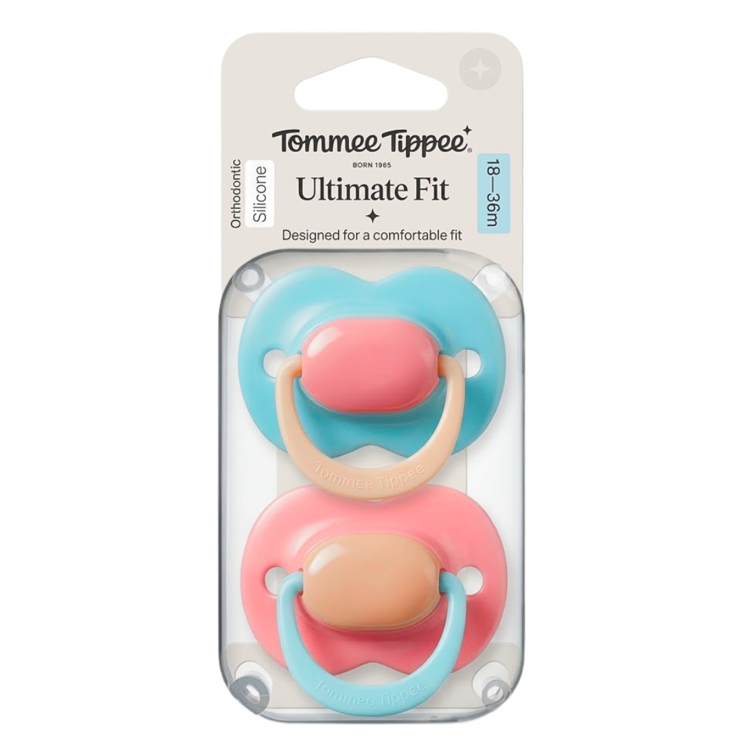 Tommee-Tippee-2-Suc-Ultimate-Fit-Boy-18-36m Tommee Tippee 2 Sucettes Ultimate Fit Boy 18-36mois – Image 1