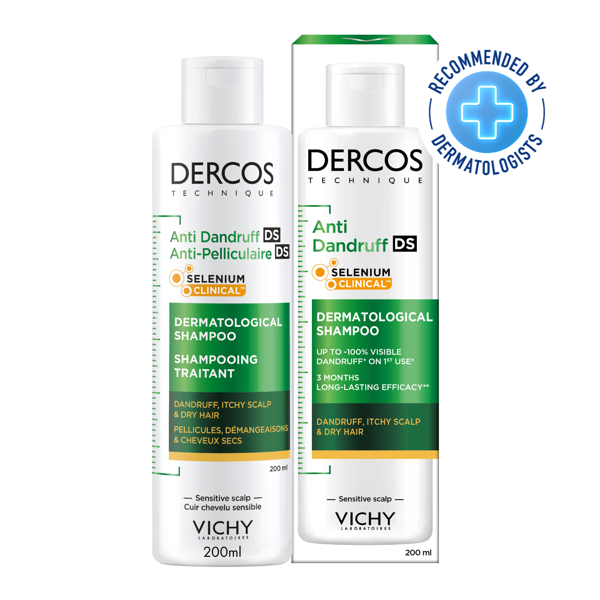 Vichy-Product-Haircare-Dercos-Shampoo-Dry-200ml-3337871330262-ATF-Packshot-Stamp Vichy Dercos Shampoing Traitant Anti-Pelliculaire Cheveux Secs | 200ml – Image 1